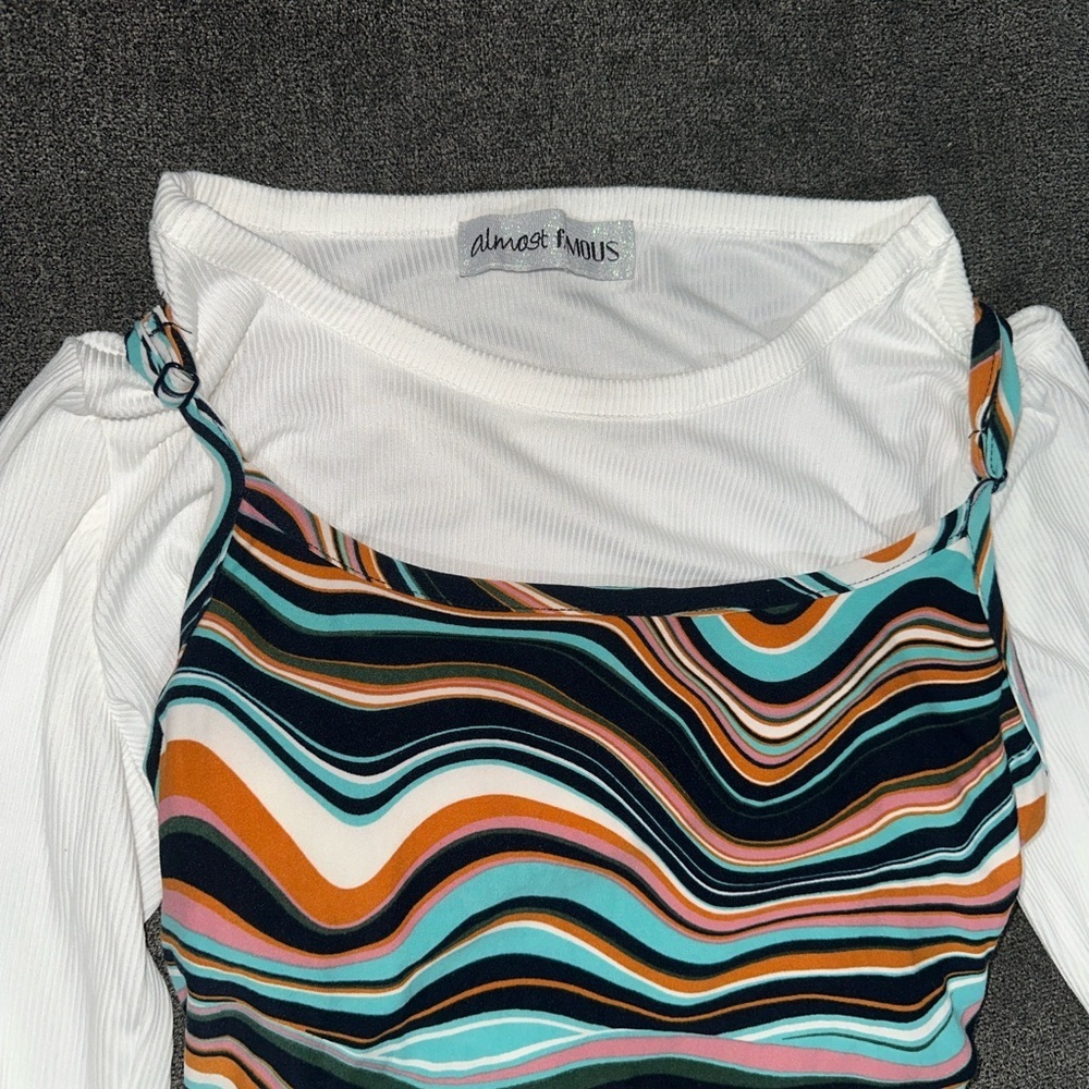 Y2K Swirl Print Ruched Midi Dress Asymmetrical Hem Retro - Picture 3 of 7